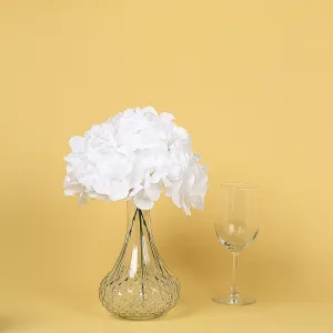 10 Flower Head and Stems White Artificial Satin Hydrangeas, DIY Arrangement