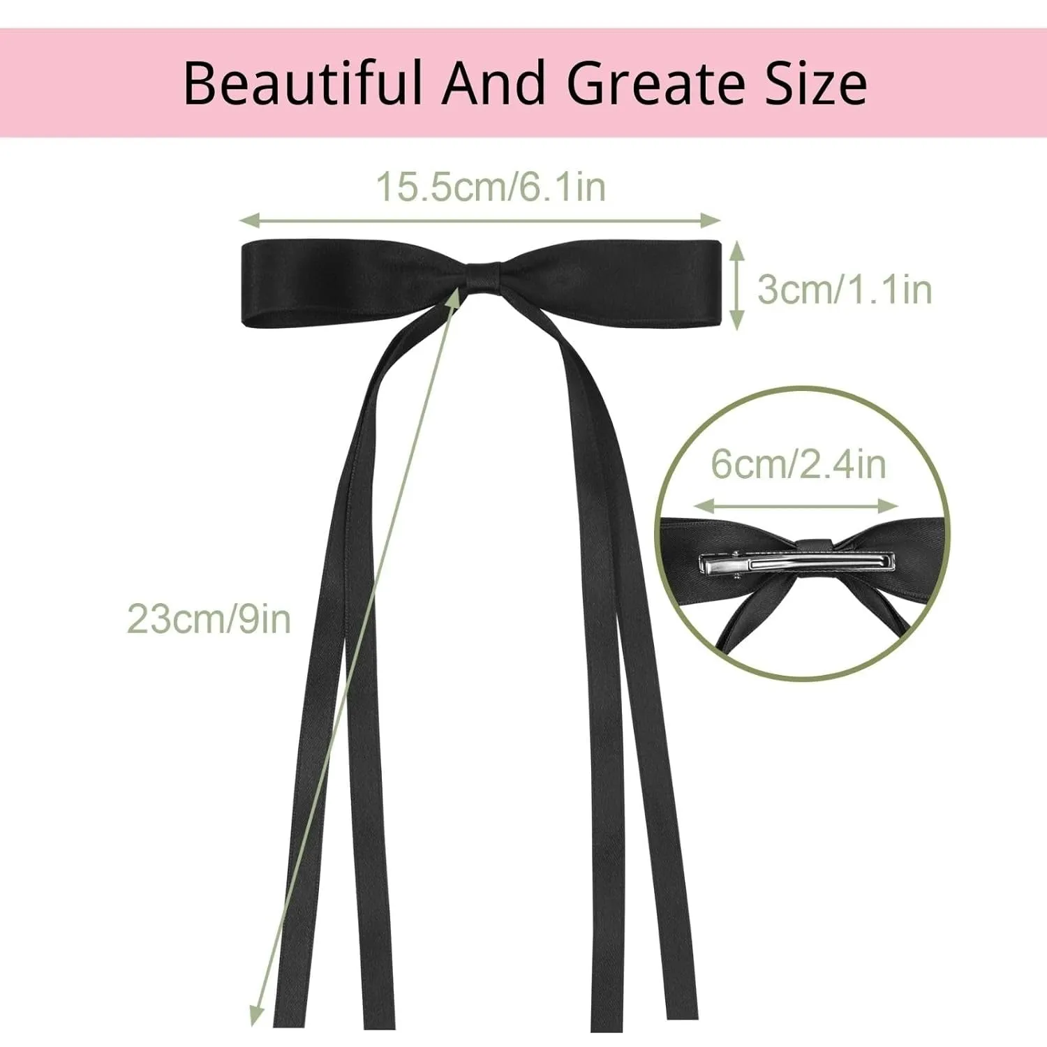 12 PCS Hair Bows for Women, Hair Ribbon Hair Bows with Long Tail Hair Bow Clips Hair Barrettes for Women Accessories