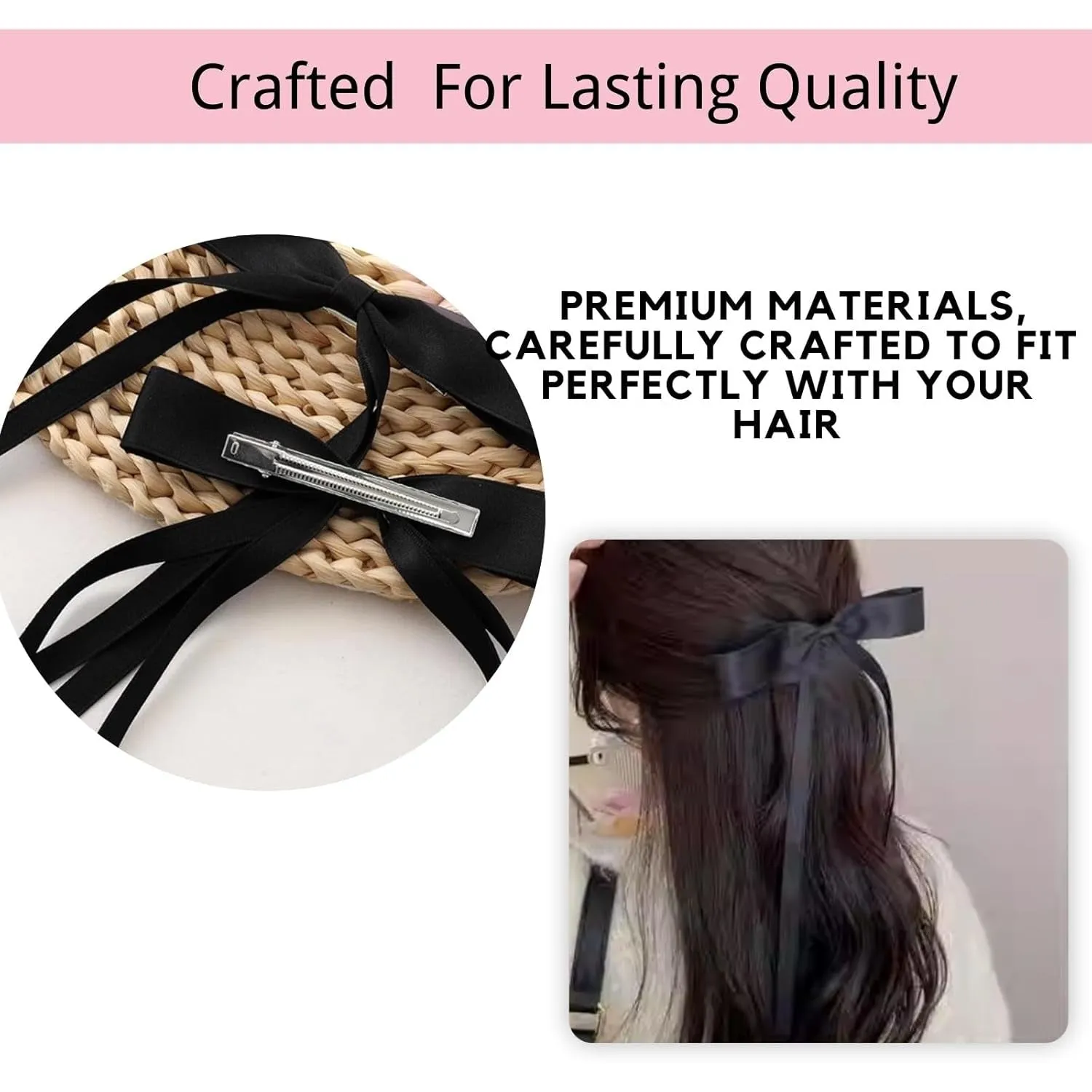 12 PCS Hair Bows for Women, Hair Ribbon Hair Bows with Long Tail Hair Bow Clips Hair Barrettes for Women Accessories