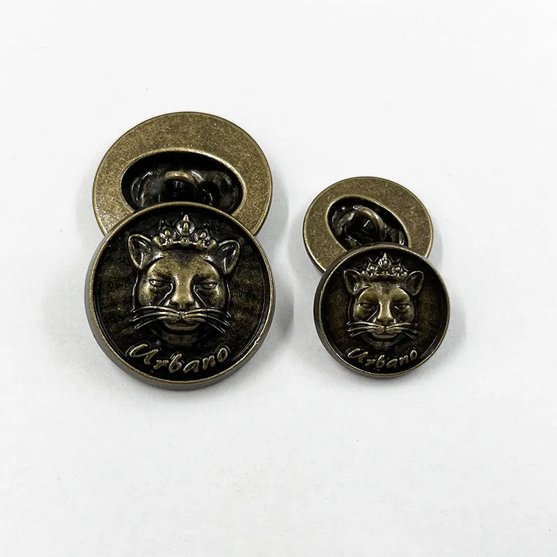 18mm/25mm Bronze Crown Cat Head Solid Metal Sewing Buttons 50pcs