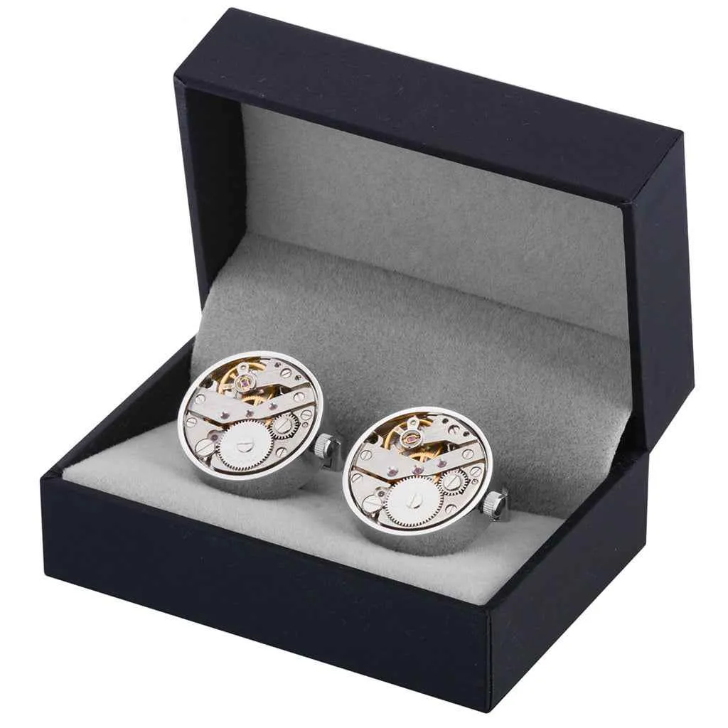 22mm Punk-Style Mechanical Watch Movement Cufflinks