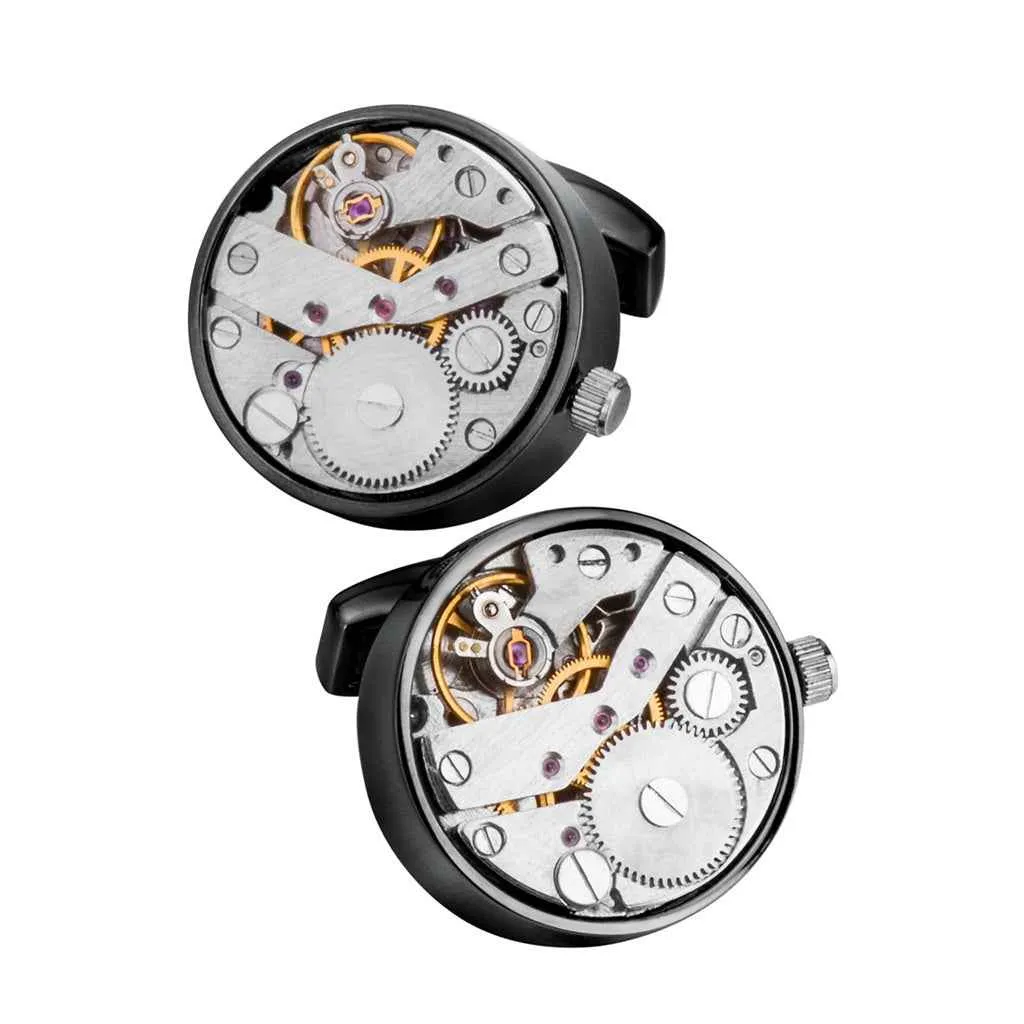22mm Punk-Style Mechanical Watch Movement Cufflinks