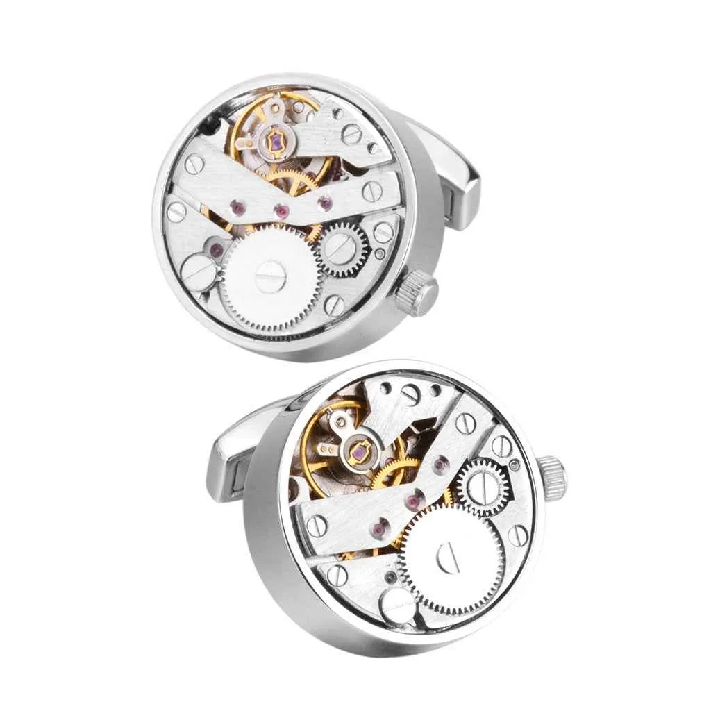 22mm Punk-Style Mechanical Watch Movement Cufflinks