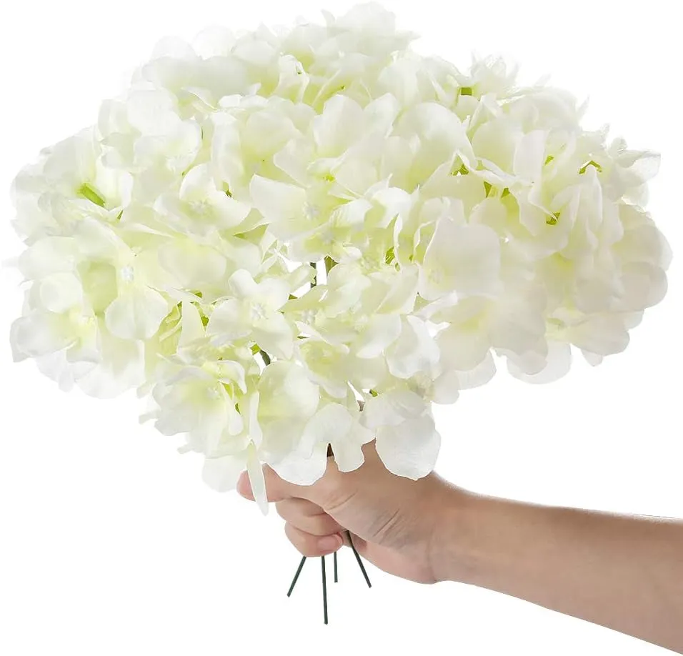 26 Pieces Hydrangea Artificial Flowers Silk Hydrangea Flowers Artificial Flowers Heads with Stems for Home Wedding Party Decorations (Ivory)