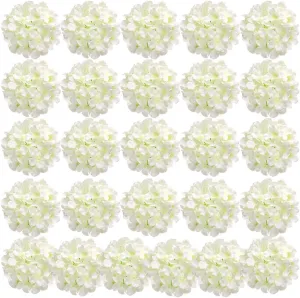 26 Pieces Hydrangea Artificial Flowers Silk Hydrangea Flowers Artificial Flowers Heads with Stems for Home Wedding Party Decorations (Ivory)