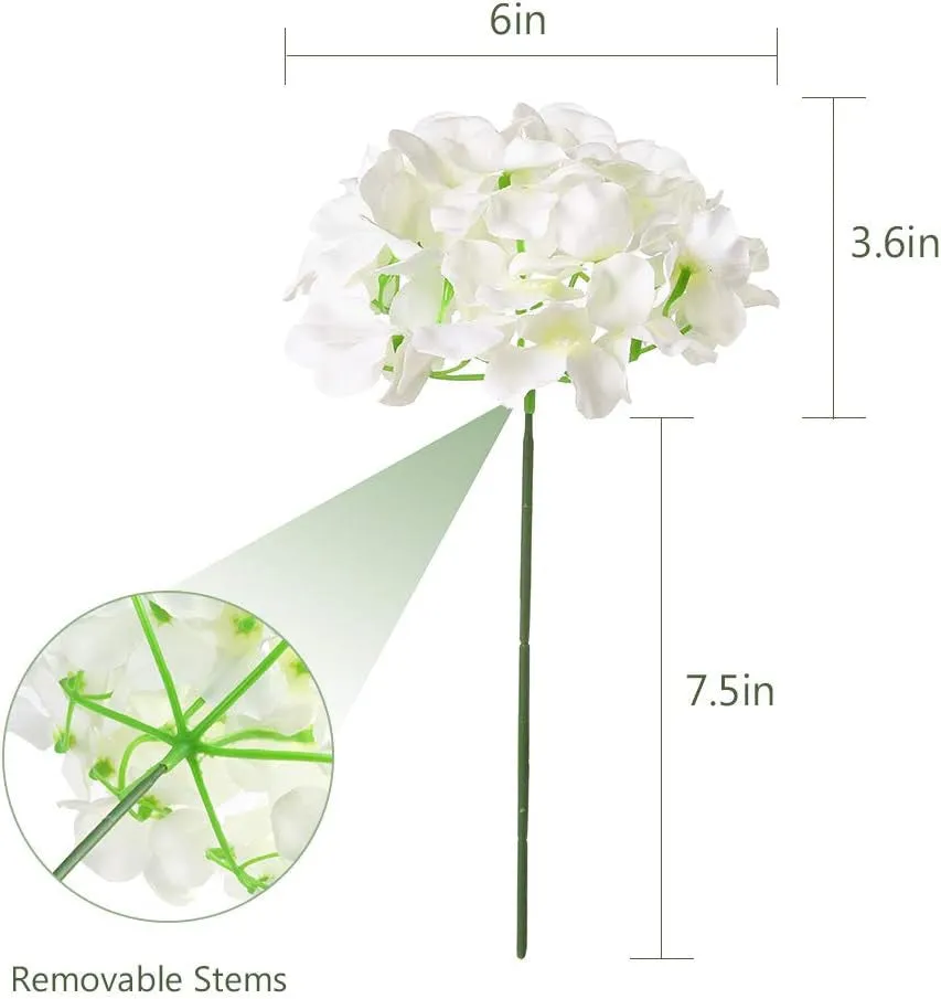 26 Pieces Hydrangea Artificial Flowers Silk Hydrangea Flowers Artificial Flowers Heads with Stems for Home Wedding Party Decorations (Ivory)