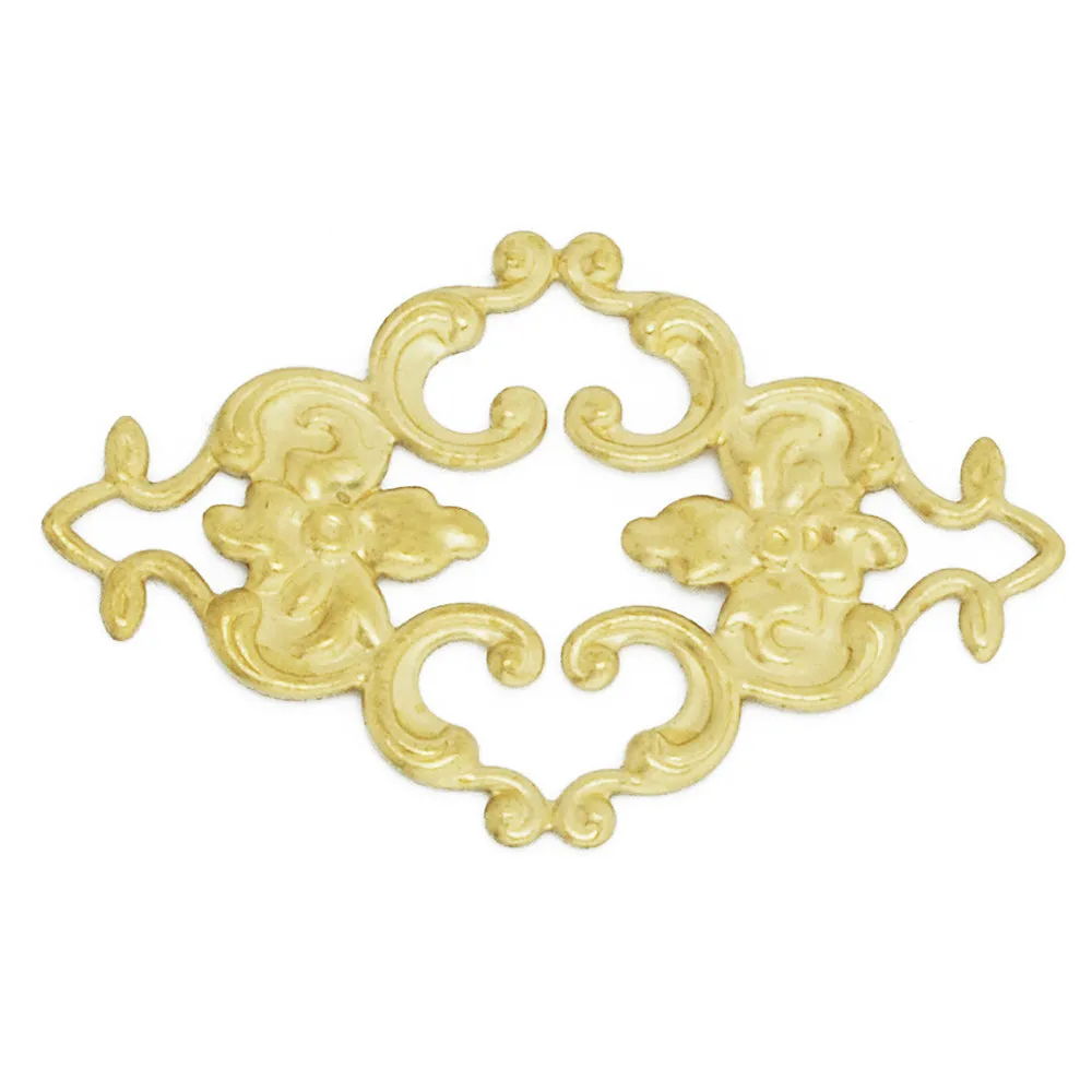 36x23mm Brass Hollow Filigree Flower Wraps Connectors,Filigree Flower Rhombus Connectors Links,Hair clasp jewelry materials,50PCS/lot