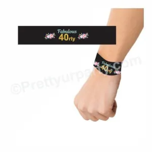 40th Birthday Theme Wrist Bands - Pack of 10