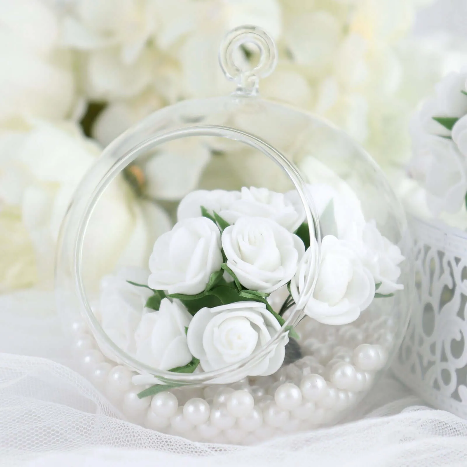 48 Roses 1" White Real Touch Artificial DIY Foam Rose Flowers With Stem, Craft Rose Buds