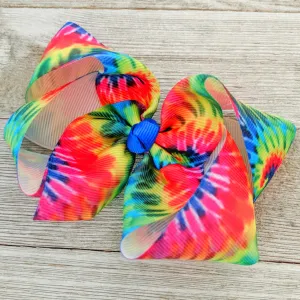 4" Tie-Dye Ribbon Hair Bow