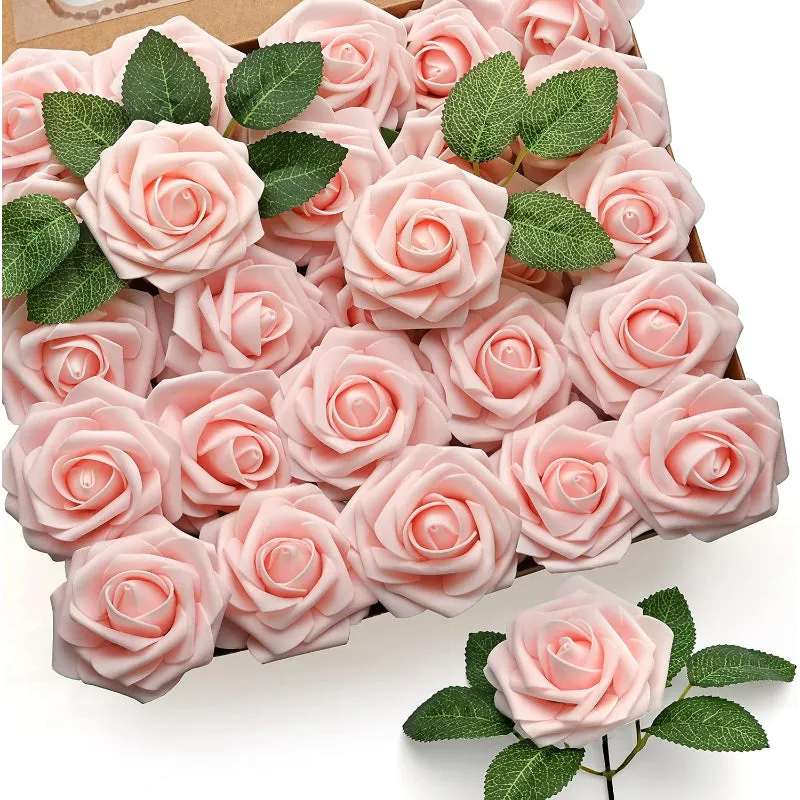 50 Artificial Foam Roses Stems For Wedding And Home Décor Flowers