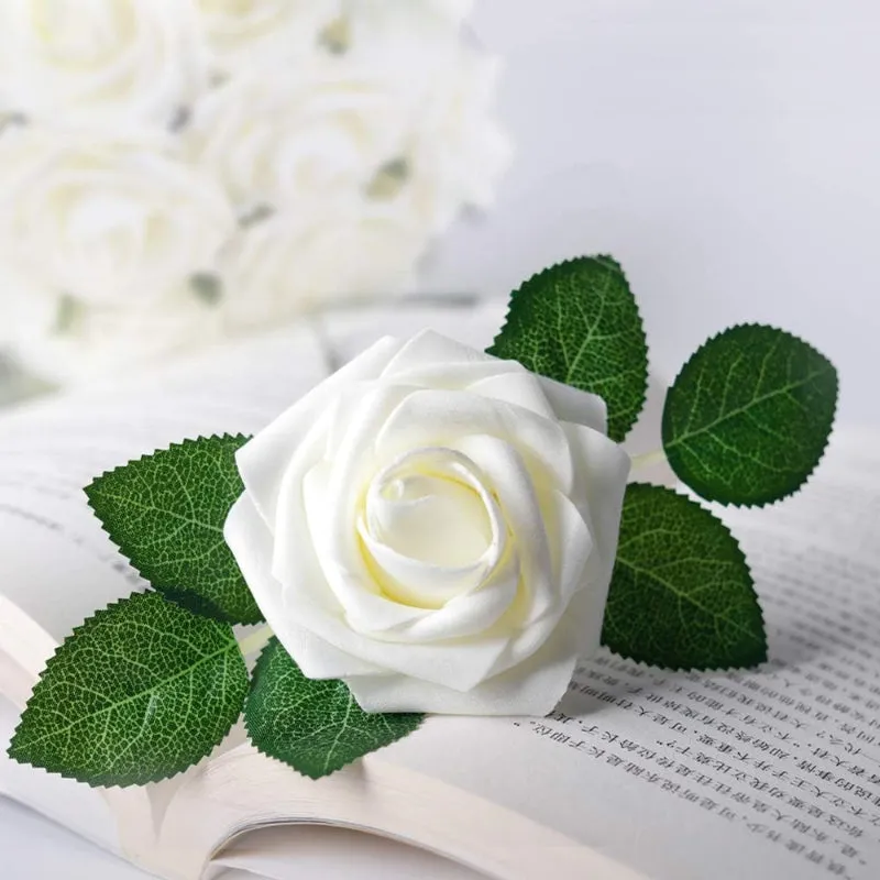 50 Artificial Foam Roses Stems For Wedding And Home Décor Flowers