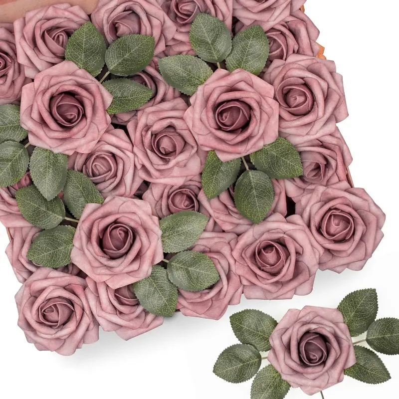 50 Artificial Foam Roses Stems For Wedding And Home Décor Flowers