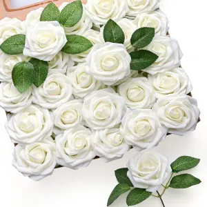 50 Artificial Foam Roses Stems For Wedding And Home Décor Flowers