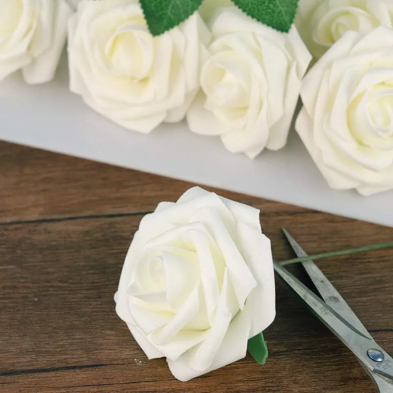 50 Artificial Foam Roses Stems For Wedding And Home Décor Flowers