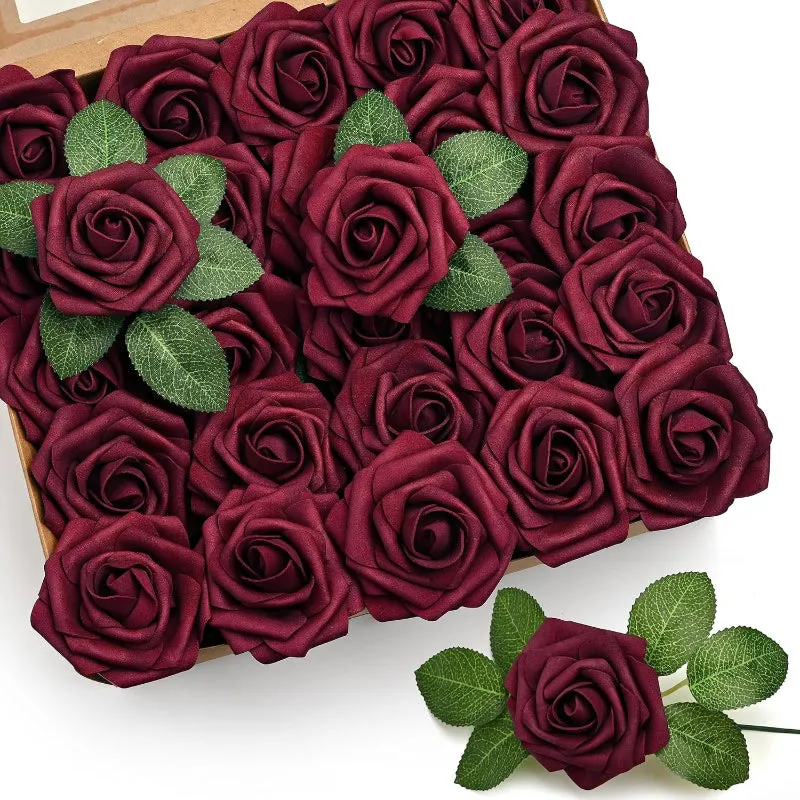 50 Artificial Foam Roses Stems For Wedding And Home Décor Flowers