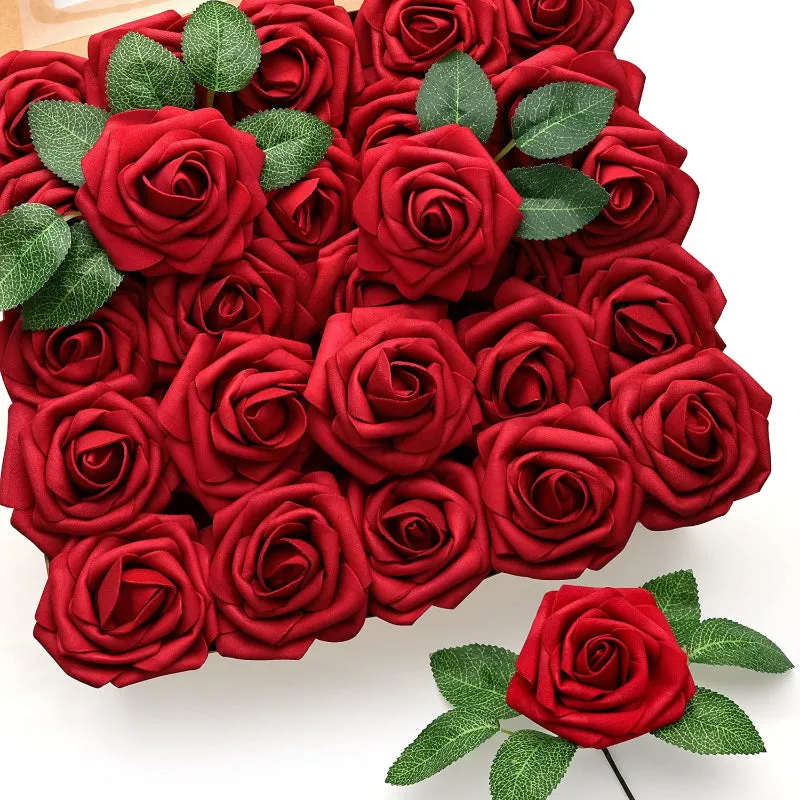 50 Artificial Foam Roses Stems For Wedding And Home Décor Flowers