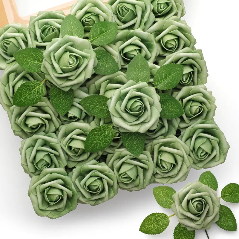 50 Artificial Foam Roses Stems For Wedding And Home Décor Flowers