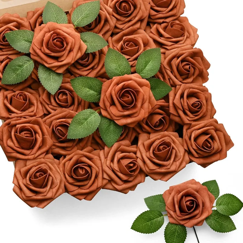 50 Artificial Foam Roses Stems For Wedding And Home Décor Flowers