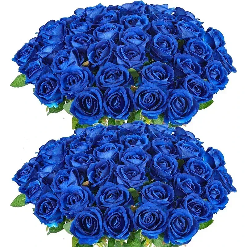 50 Pcs Artificial Silk Roses Bouquet – Real-Looking Fake Red Roses for Wedding, Party, and Home Decorations – DIY Floral Arrangements for Centerpieces