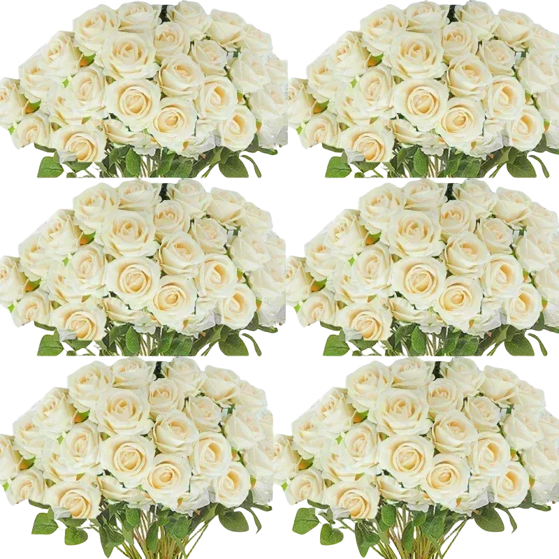 50 Pcs Artificial Silk Roses Bouquet – Real-Looking Fake Red Roses for Wedding, Party, and Home Decorations – DIY Floral Arrangements for Centerpieces
