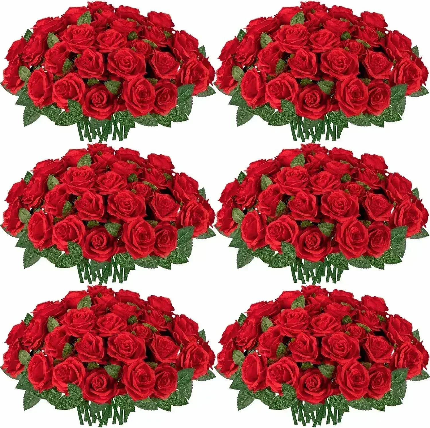 50 Pcs Artificial Silk Roses Bouquet – Real-Looking Fake Red Roses for Wedding, Party, and Home Decorations – DIY Floral Arrangements for Centerpieces