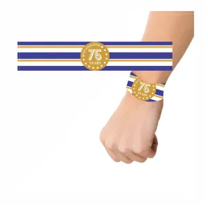 75th Birthday Theme Wrist Bands - Pack of 10