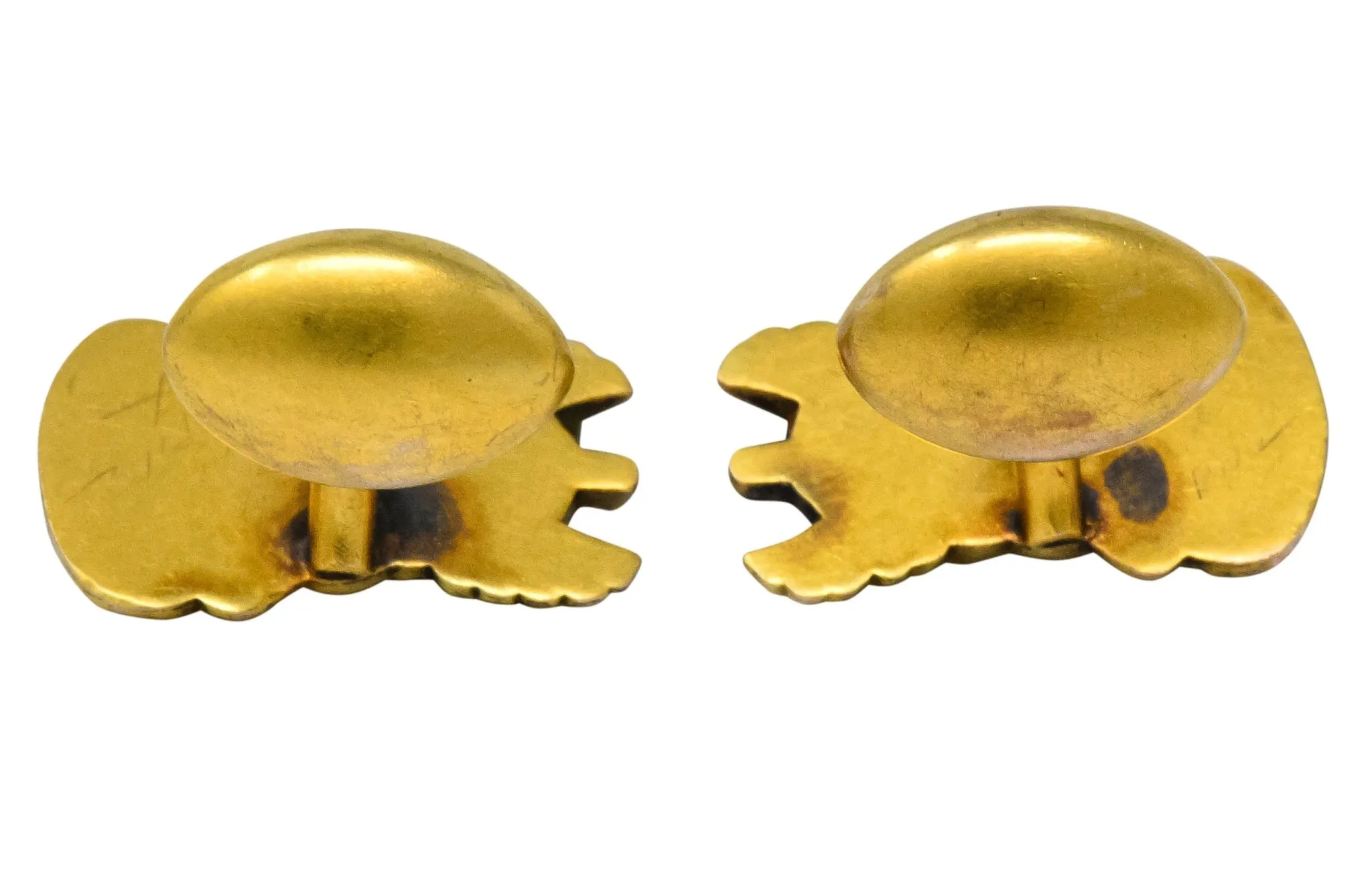 Antique 10 Karat Gold Norse Valkyrie Goddess Men's Cufflinks