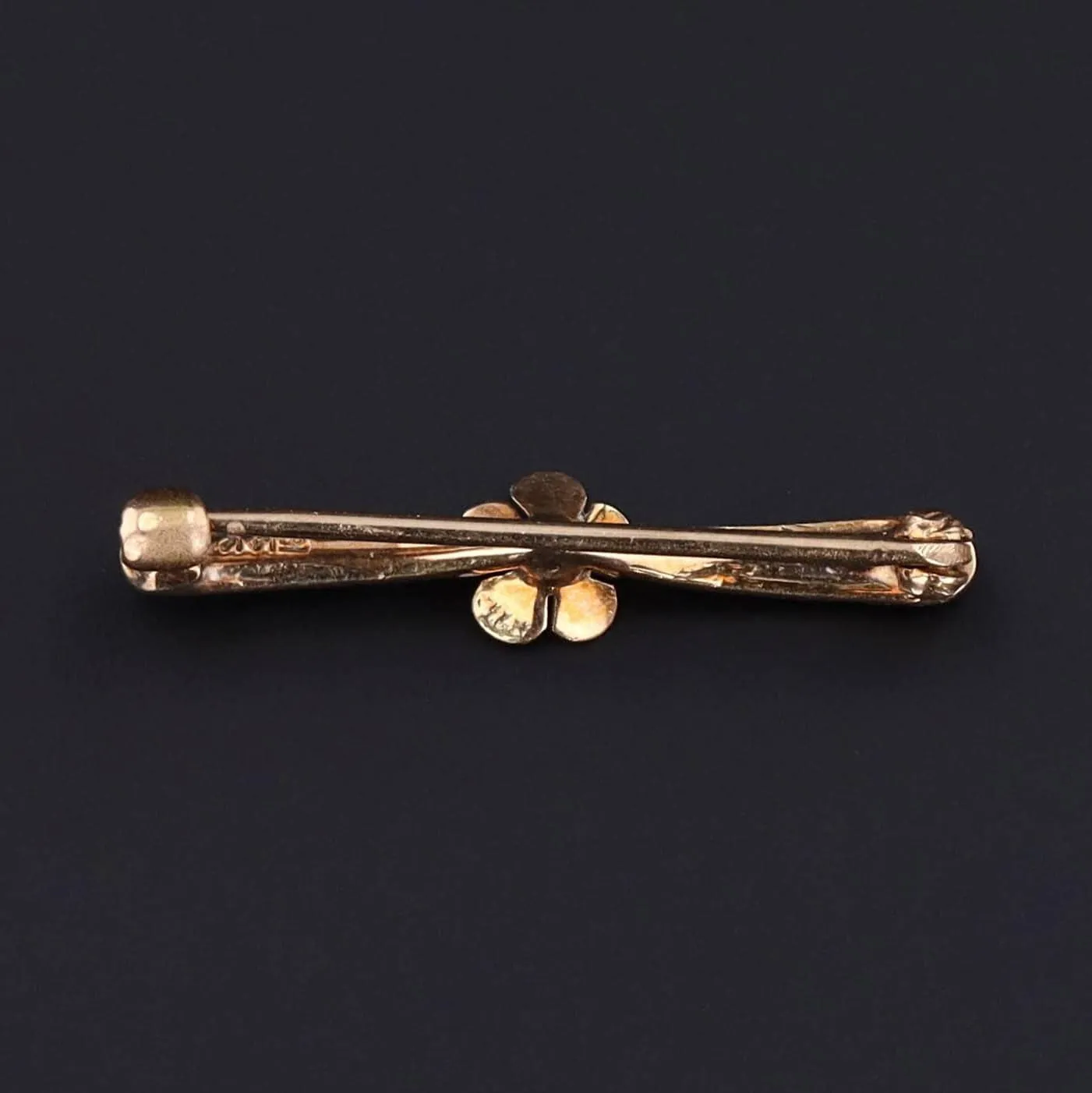 Antique Forget-Me-Knot Lace Pin | 14K Gold Pearl & Enamel Pin