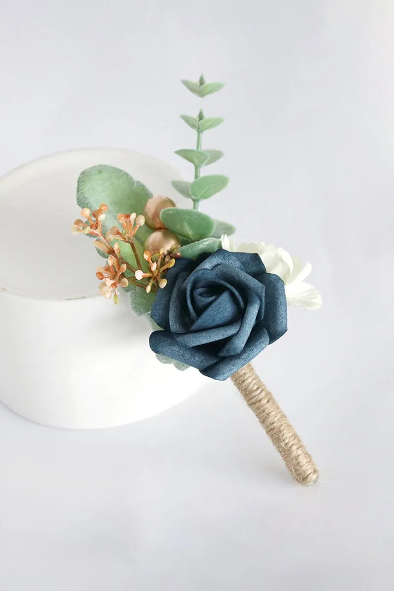 Artificial Silk Roses Wedding Bridesmaid Boutonniere