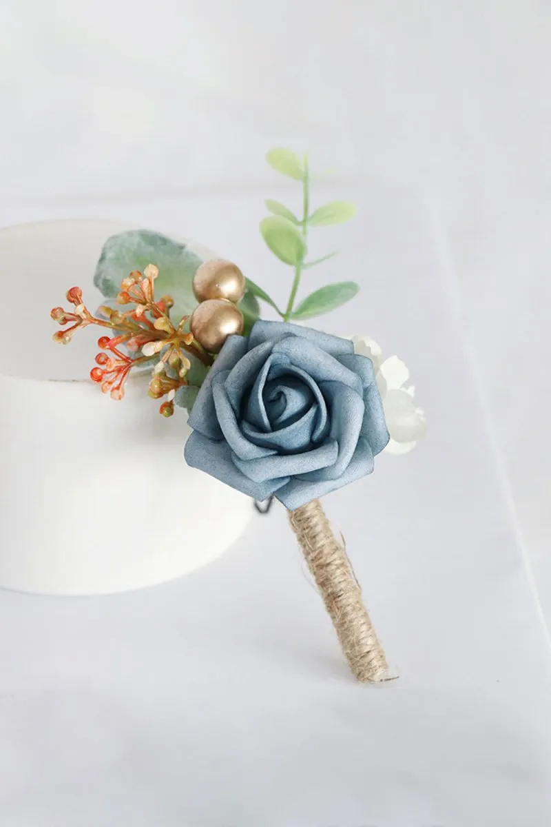 Artificial Silk Roses Wedding Bridesmaid Boutonniere