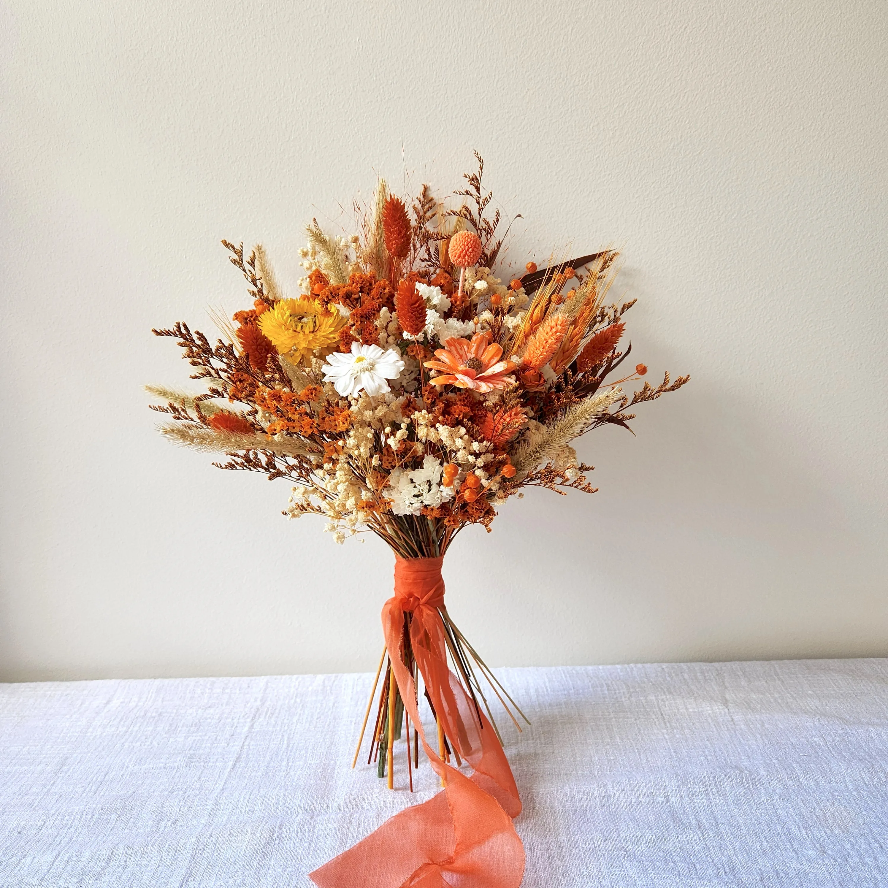 Autumn Wildflower Bouquet, Burnt Orange Dried Flower Bouquet, Wedding Flower Bouquet