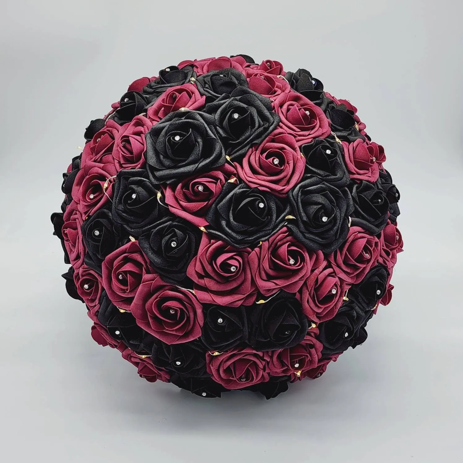 Black and Red Gothic Wedding Bouquet with LED Lights – Alternative Bridal Bouquet