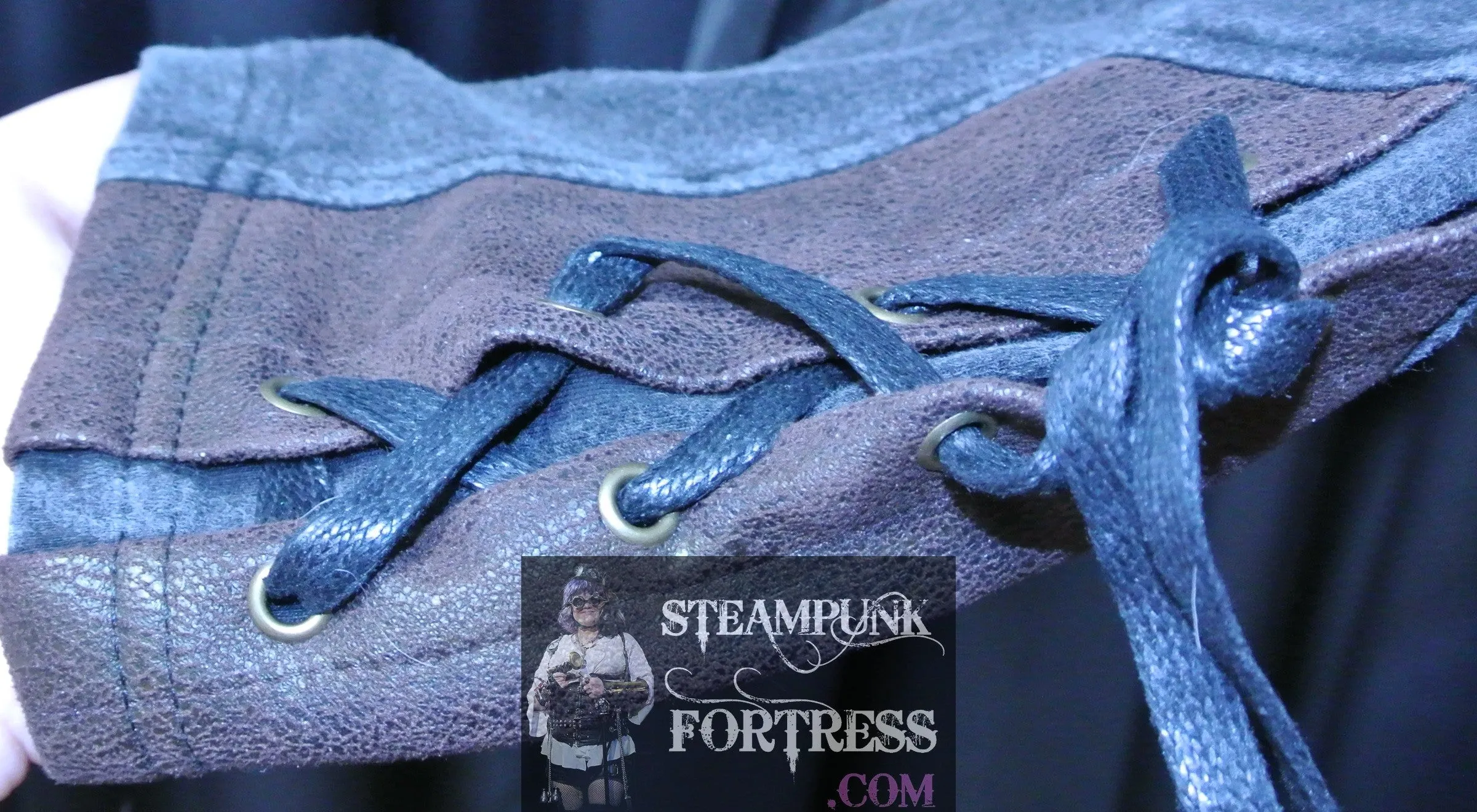 BLACK BROWN FAUX SUEDE SHIRT STEAMPUNK LONG SLEEVE PIRATE COSTUME COSPLAY LARGE XL EXTRA LARGE- MASS PRODUCED