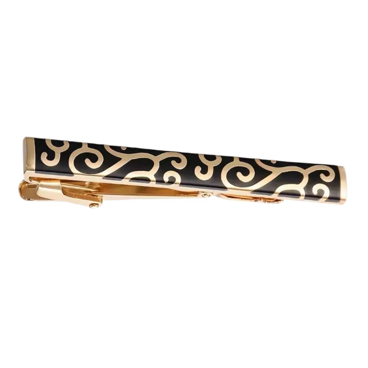 Black Gold Scroll Tie Clip
