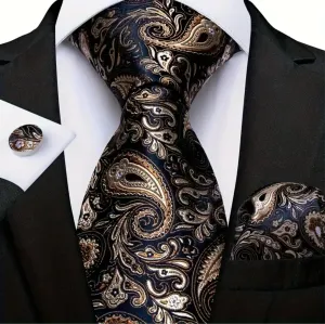 Blue Navy Tan Necktie Set