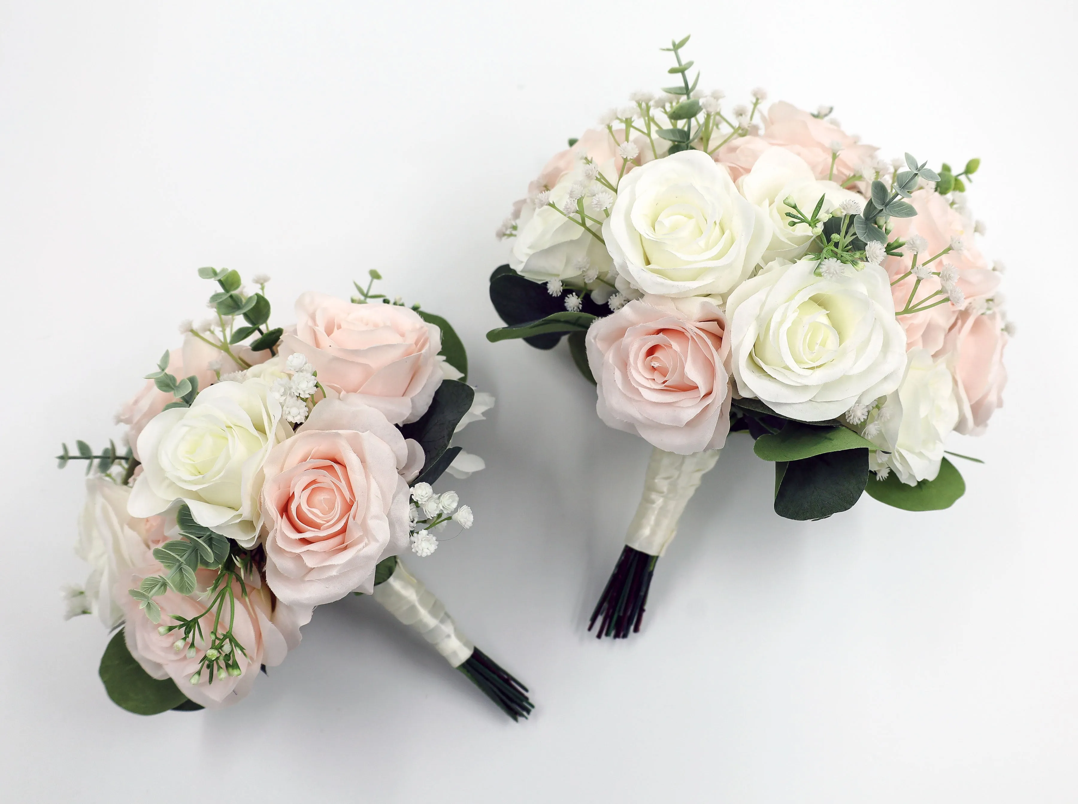 Blush ivory faux wedding bouquet bridal bouquet silk flowers pink boho wedding bouquets artificial wedding flowers