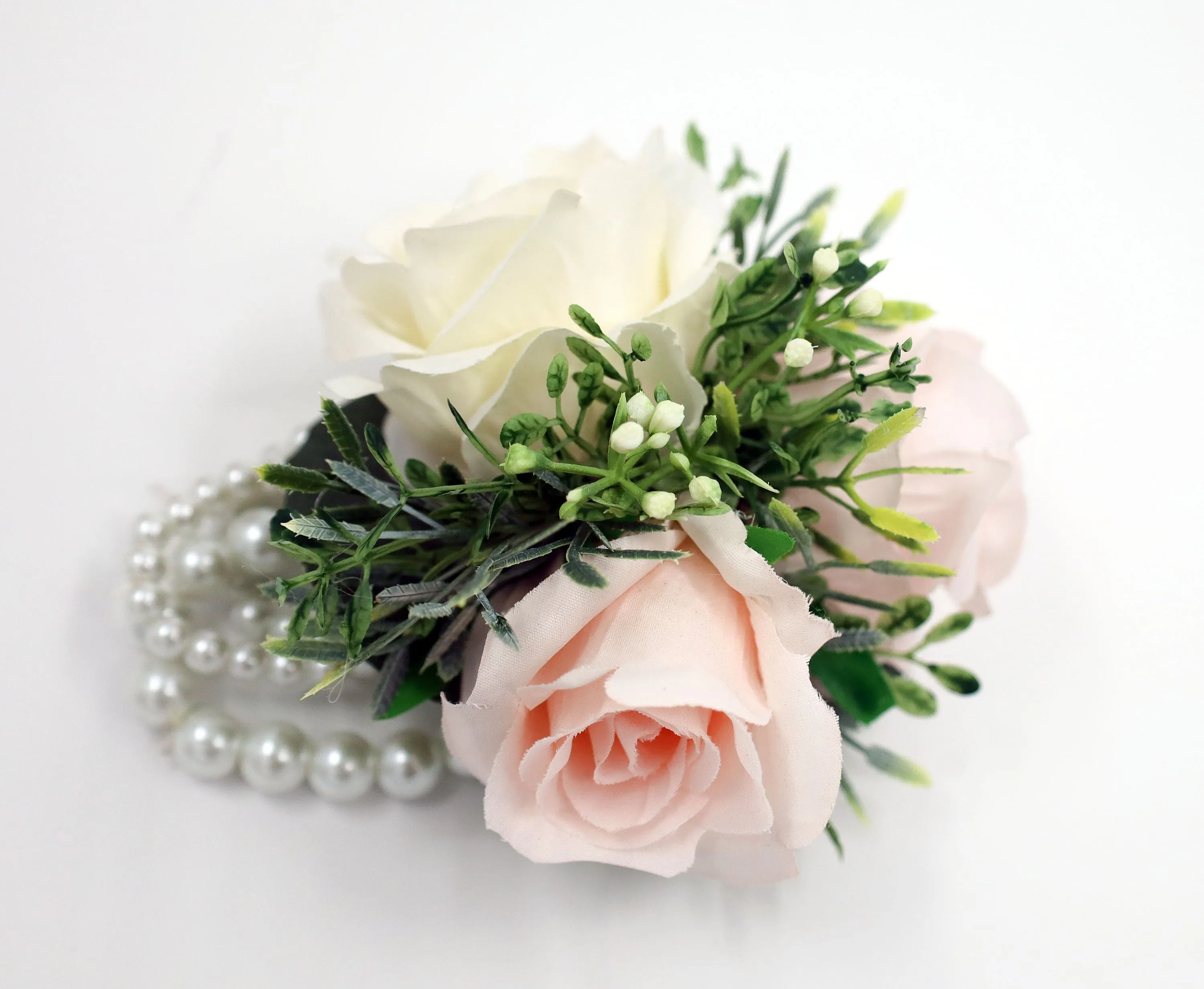 Blush Pink Ivory Wedding Bouquet, Round Crystal Pearl Bouquet for Bride, Faux Bridal Bouquet Bridesmaids Bouquets, Rose Peony Bouquet