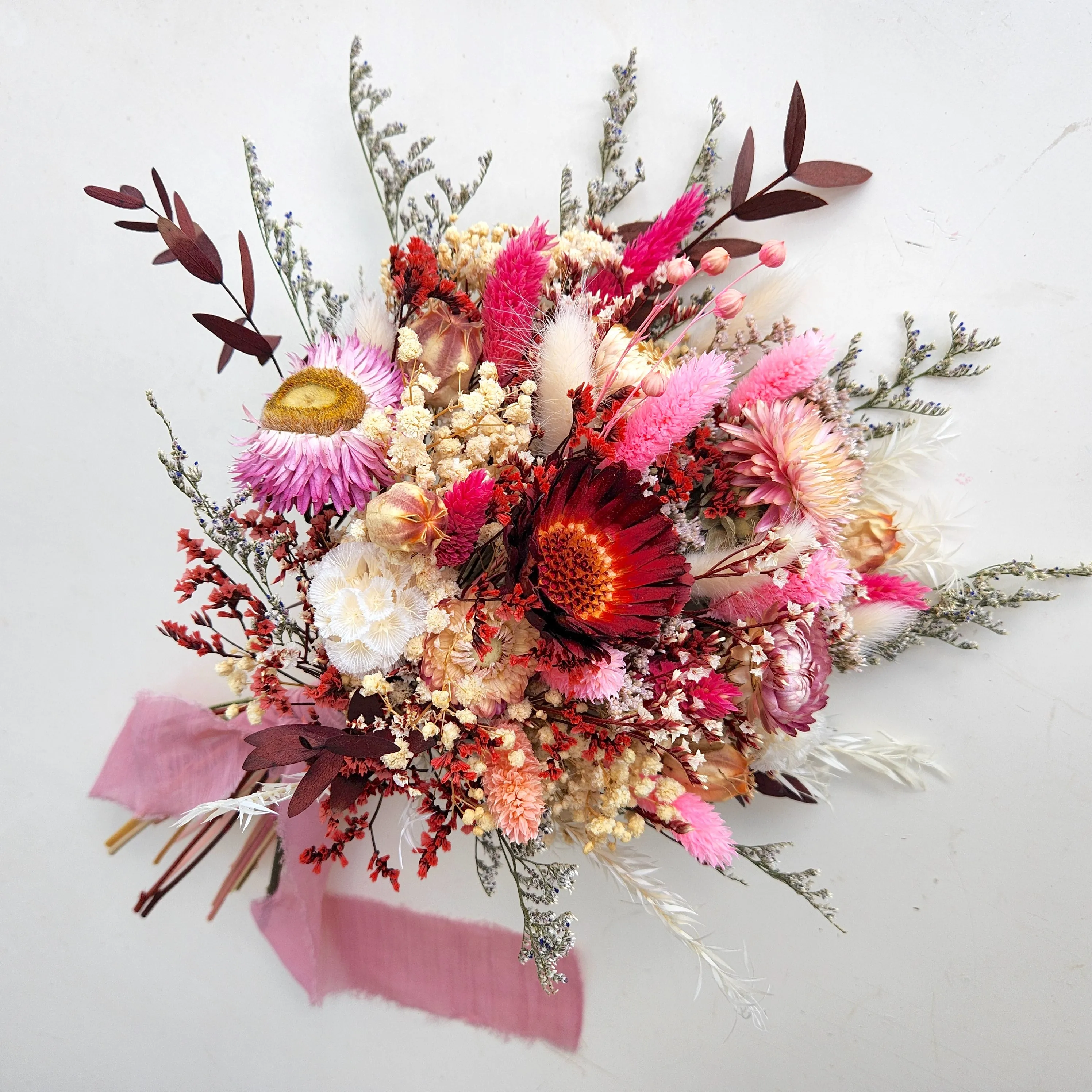 Boho Maroon Bouquet, Pink, Dried Flower Bouquet, Wedding Flower