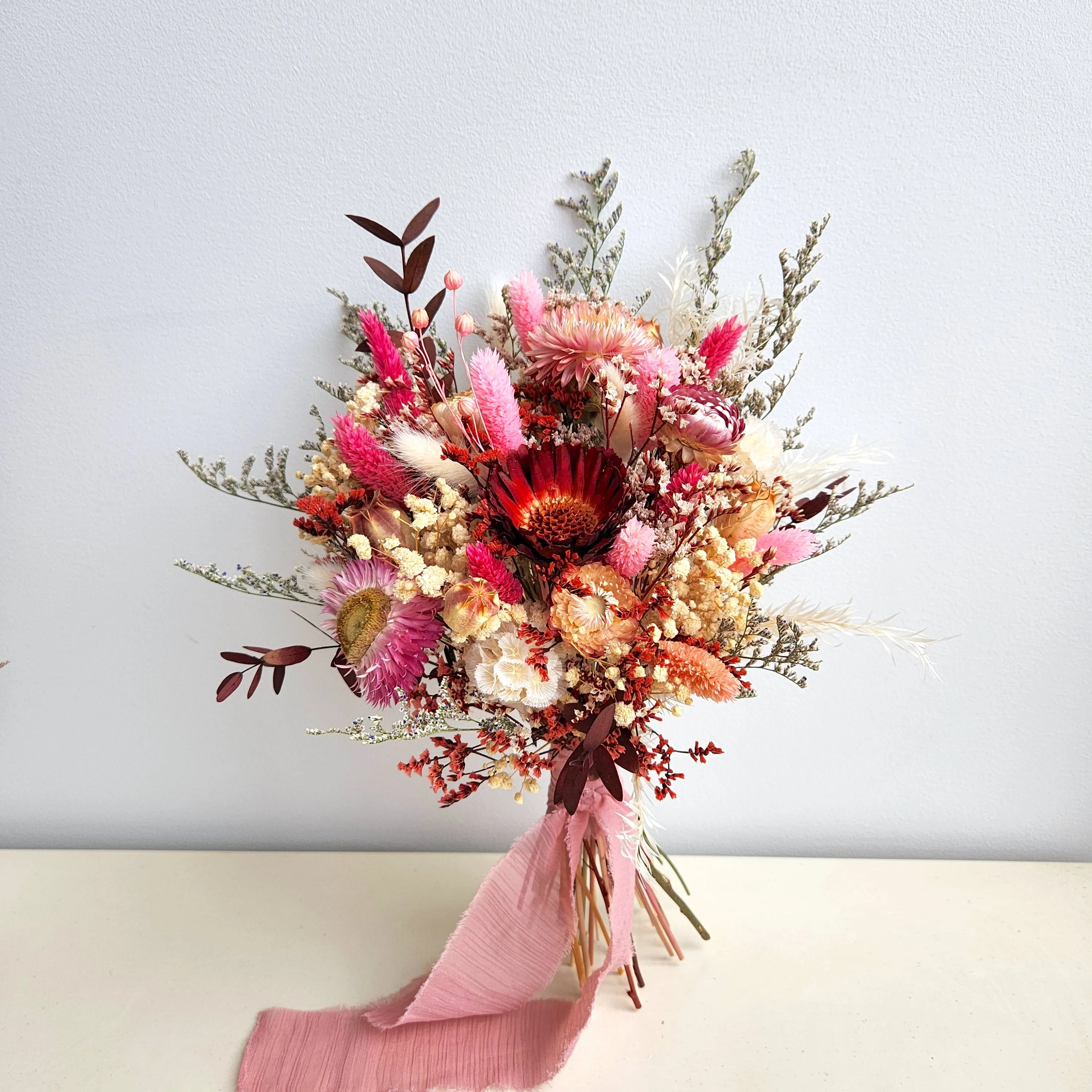 Boho Maroon Bouquet, Pink, Dried Flower Bouquet, Wedding Flower