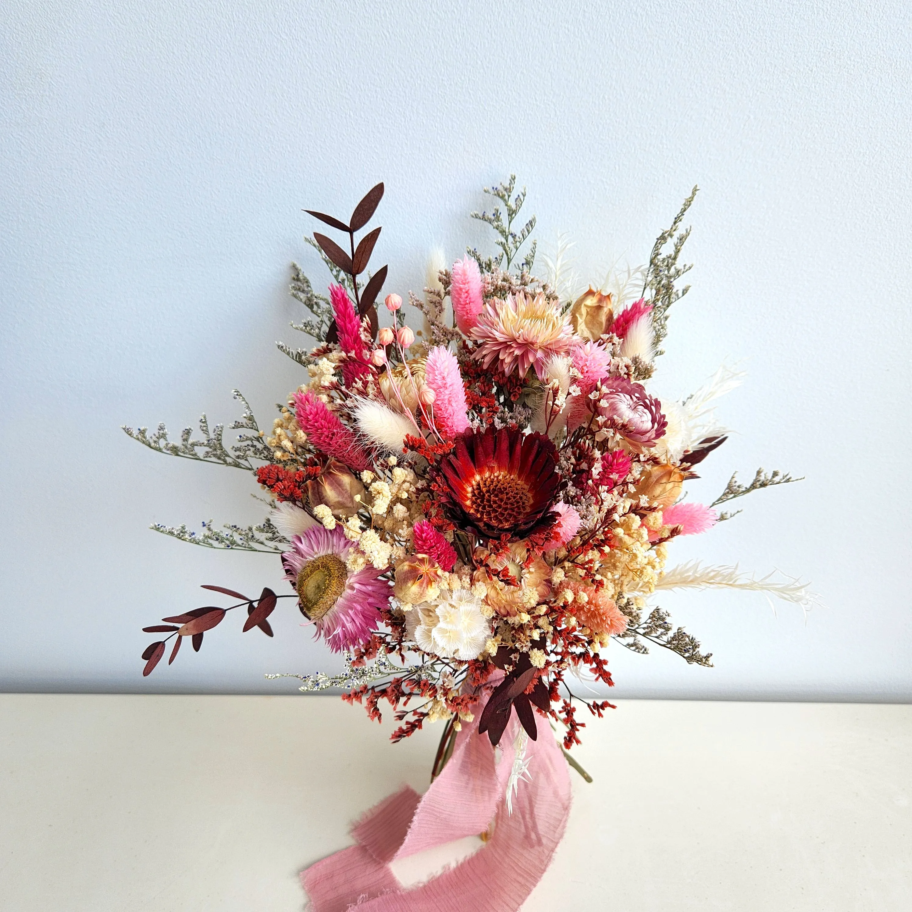 Boho Maroon Bouquet, Pink, Dried Flower Bouquet, Wedding Flower