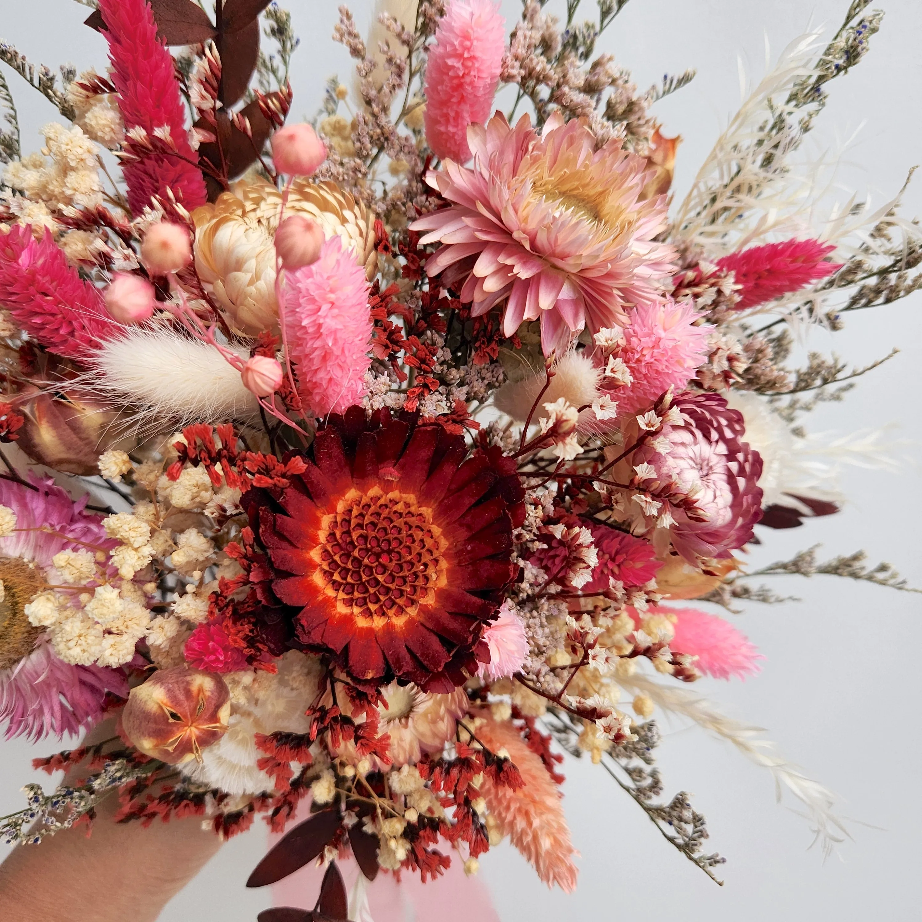 Boho Maroon Bouquet, Pink, Dried Flower Bouquet, Wedding Flower