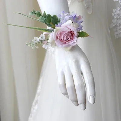 Boutonniere & Corsages Pink Roses Silk Flowers