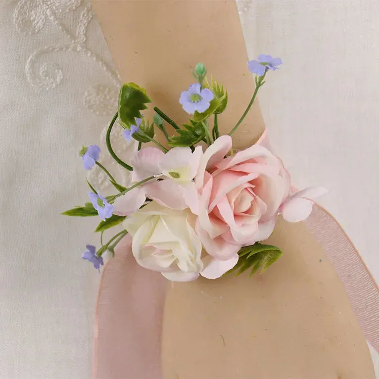 Boutonniere Bridal Wrist Corsage Wedding Silk Rose Calla Lily Flower