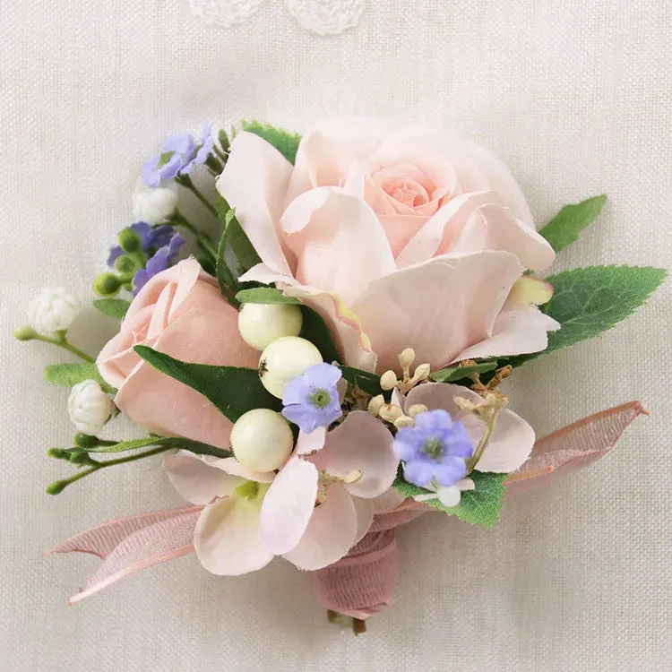 Boutonniere Bridal Wrist Corsage Wedding Silk Rose Calla Lily Flower
