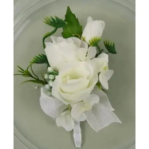 Boutonniere Bridal Wrist Corsage Wedding Silk Rose Calla Lily Flower