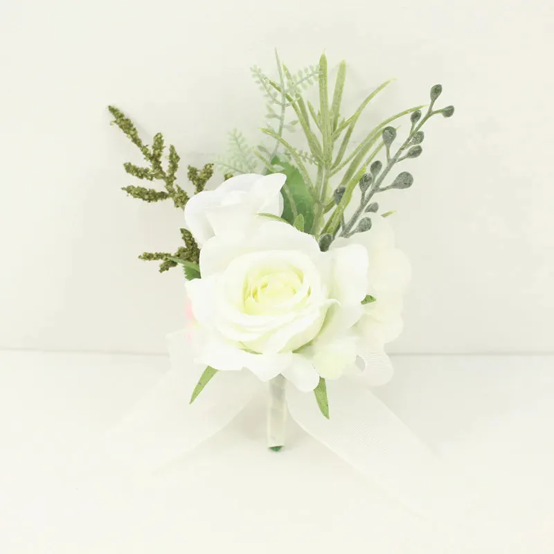 Boutonniere Bridal Wrist Corsage Wedding Silk Rose Calla Lily Flower
