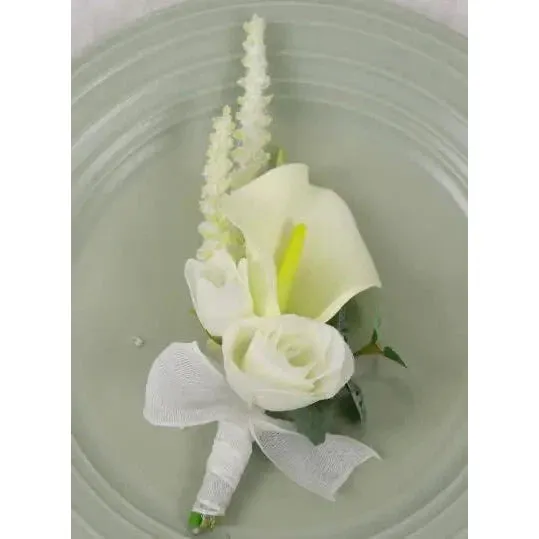 Boutonniere Bridal Wrist Corsage Wedding Silk Rose Calla Lily Flower