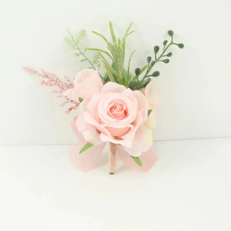 Boutonniere Bridal Wrist Corsage Wedding Silk Rose Calla Lily Flower