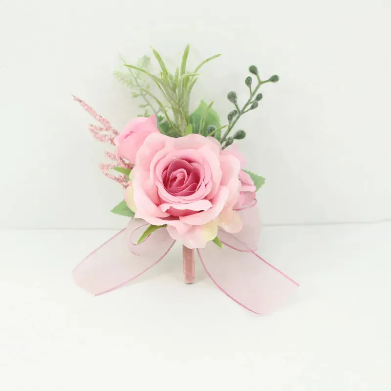 Boutonniere Bridal Wrist Corsage Wedding Silk Rose Calla Lily Flower